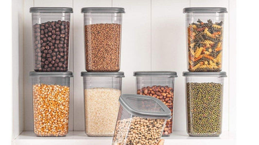 Aspiral Airtight Kitchen Storage Containers Set of 6 | Transparent Modular Jars for Rice, Dal, Pulses & Dry Fruits