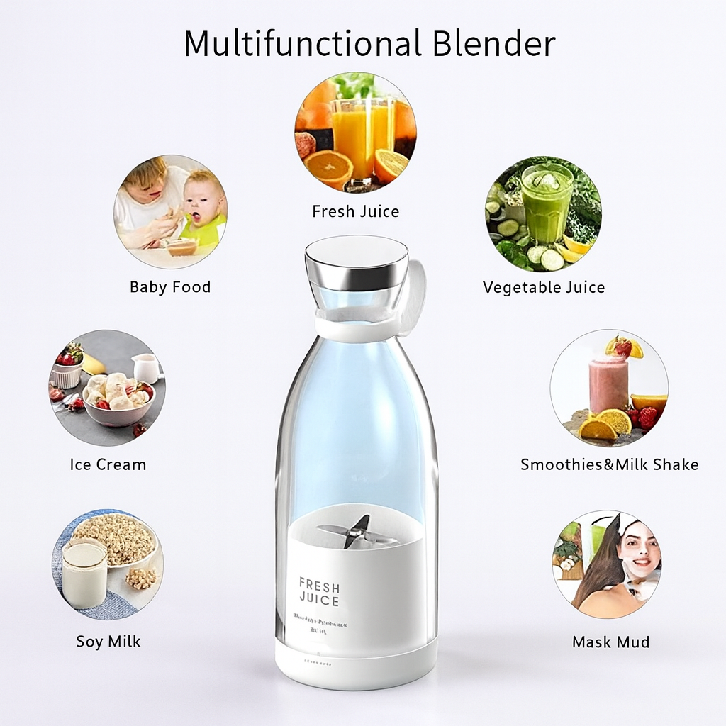 Aspiral Wireless Portable Blender Bottle | 50W Powerful Mini Fruit Juicer for Smoothies, Milkshakes & Baby Food