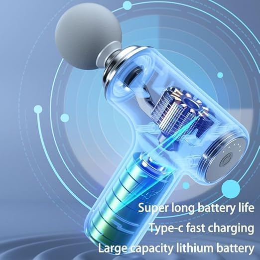 Aspiral Deep Tissue Percussion Massage Gun | 6mm Amplitude Muscle Relaxation Device with 4 Silicone Heads