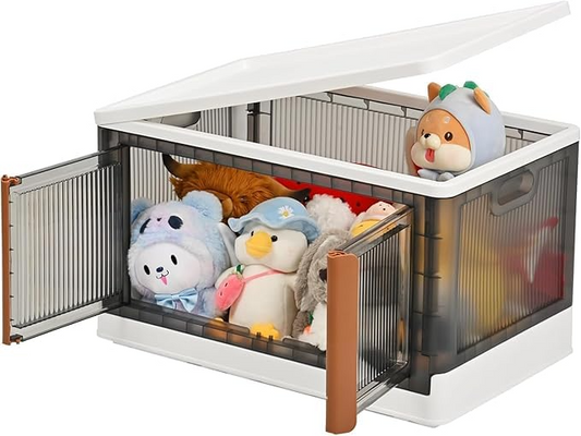 Aspiral Foldable Stackable Plastic Storage Box with Front-Opening Doors & Locking Buckle