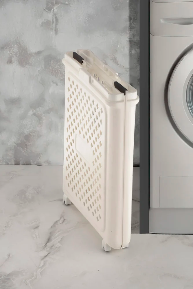 Aspiral Multipurpose Foldable Laundry Basket with Wheels and Handles - Space-Saving Clothes Storage Basket for Home (45 Liter Capacity)