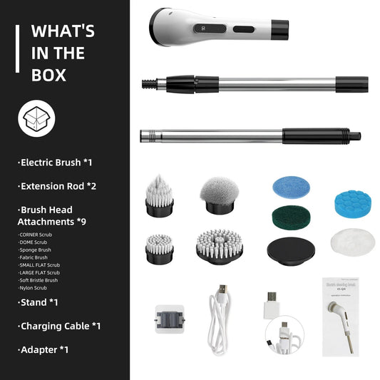 Aspiral 9-in-1 Cordless Electric Spin Scrubber | Powerful Cleaning Mop with Extension Handle