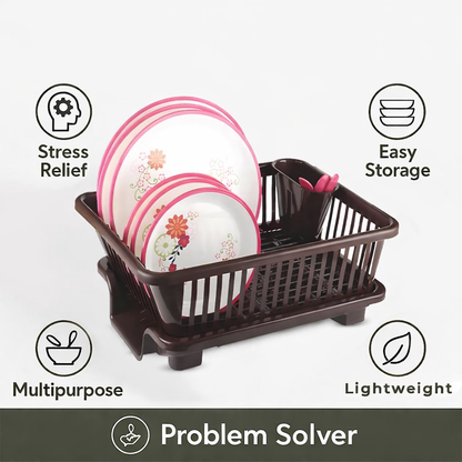 Aspiral Kitchen Dish Drainer with Detachable Tray & Utensil Holder - Space Saving Dish Drying Rack for Plates, Bowls & Cutlery