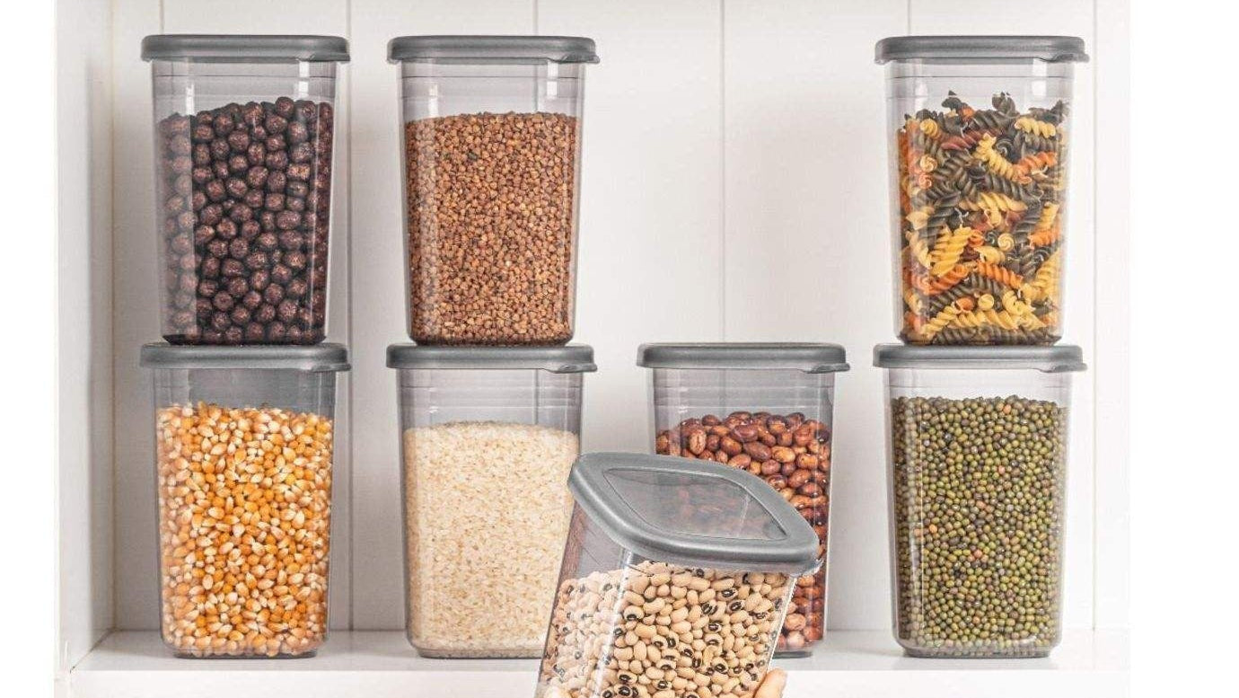 Aspiral  Airtight Kitchen Storage Containers Set of 6 | Transparent Modular Jars for Rice, Dal, Pulses & Dry Fruits