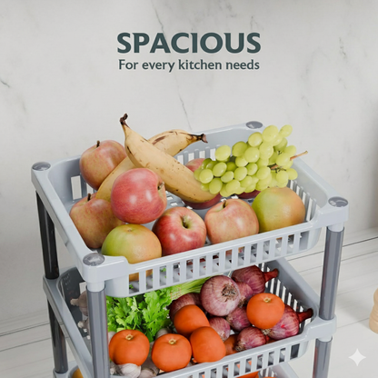 Aspiral Multi-Purpose 3-Tier Kitchen Trolley & Organizer - Space Saving Storage Rack for Fruits, Vegetables & Kitchen Essentials