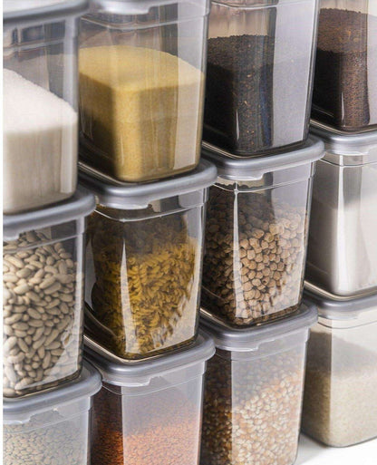 Aspiral  Airtight Kitchen Storage Containers Set of 6 | Transparent Modular Jars for Rice, Dal, Pulses & Dry Fruits