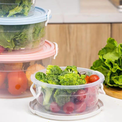 Aspiral Airtight Round Food Storage Containers Set | Stackable Kitchen Storage Boxes for Fruits, Vegetables & Snacks Pack of 4 (700ML, 1300ML, 2100ML, 3300ML)