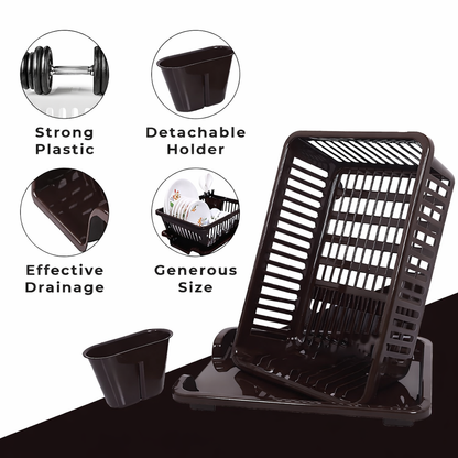 Aspiral Kitchen Dish Drainer with Detachable Tray & Utensil Holder - Space Saving Dish Drying Rack for Plates, Bowls & Cutlery