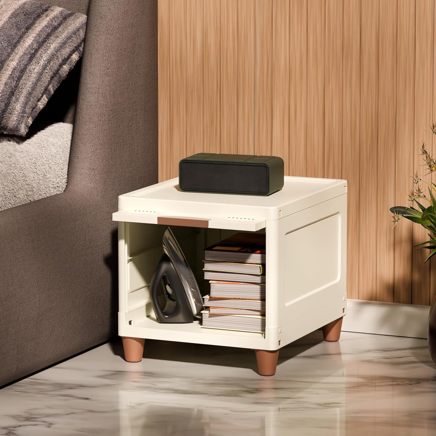 Aspiral Multi-Purpose Storage Organizer | Modular Storage Box | Stackable Rack, Space-Saving Wardrobe Cabinet (Off White)