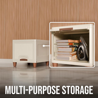 Aspiral Multi-Purpose Storage Organizer | Modular Storage Box | Stackable Rack, Space-Saving Wardrobe Cabinet (Off White)