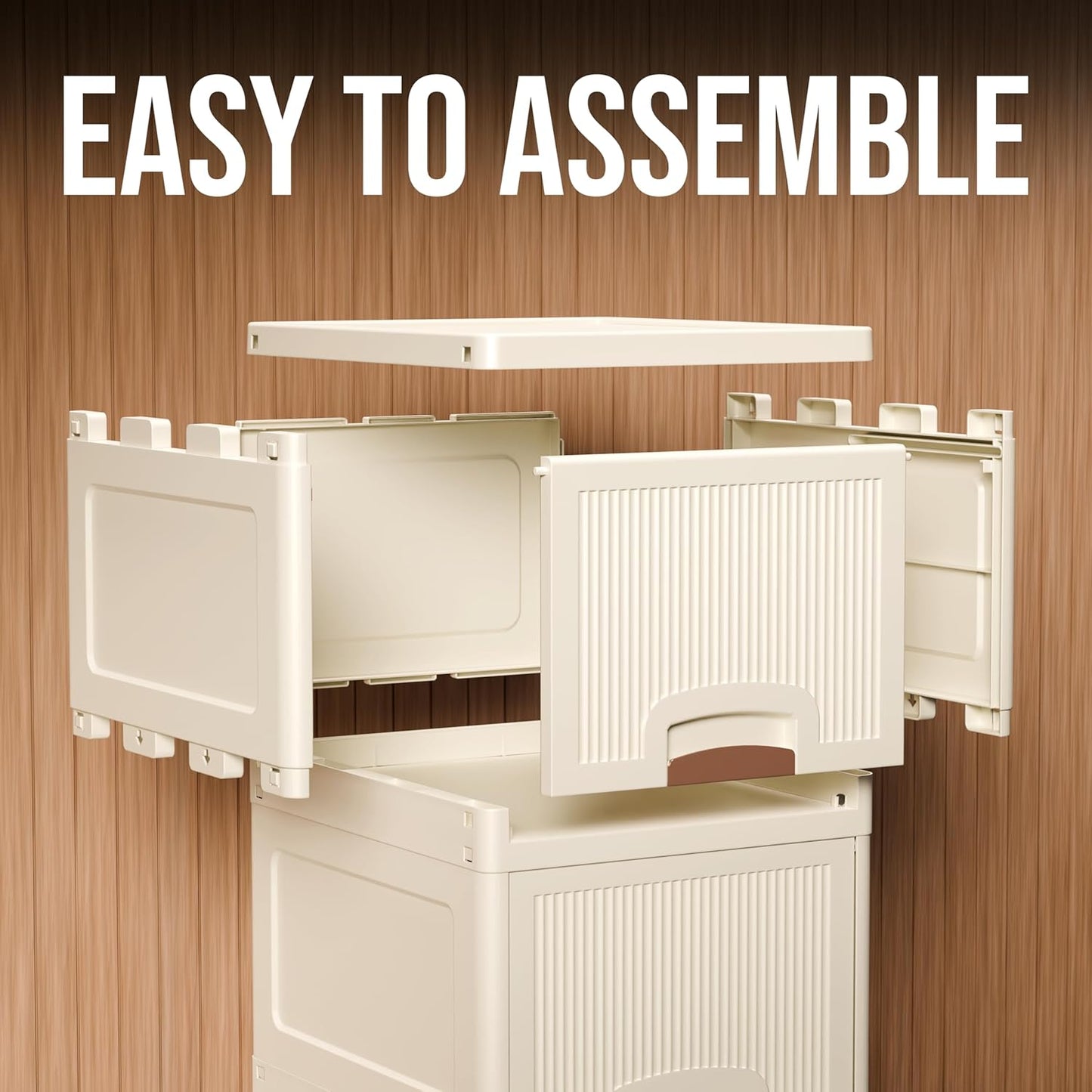 Aspiral Multi-Purpose Storage Organizer | Modular Storage Box | Stackable Rack, Space-Saving Wardrobe Cabinet (Off White)