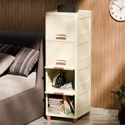 Aspiral Multi-Purpose Storage Organizer | Modular Storage Box | Stackable Rack, Space-Saving Wardrobe Cabinet (Off White)