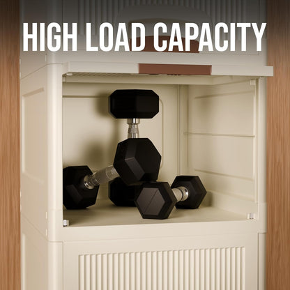 Aspiral Multi-Purpose Storage Organizer | Modular Storage Box | Stackable Rack, Space-Saving Wardrobe Cabinet (Off White)