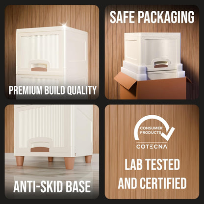 Aspiral Multi-Purpose Storage Organizer | Modular Storage Box | Stackable Rack, Space-Saving Wardrobe Cabinet (Off White)