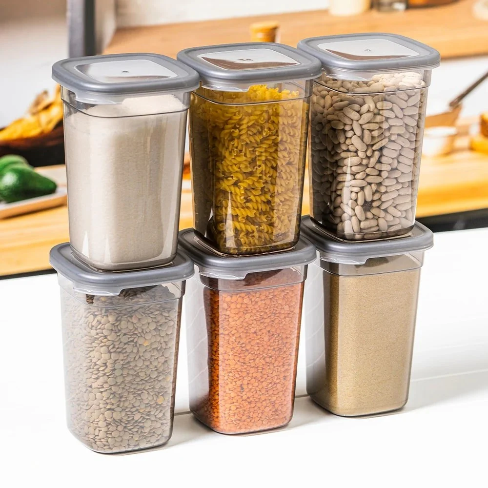 Aspiral  Airtight Kitchen Storage Containers Set of 6 | Transparent Modular Jars for Rice, Dal, Pulses & Dry Fruits