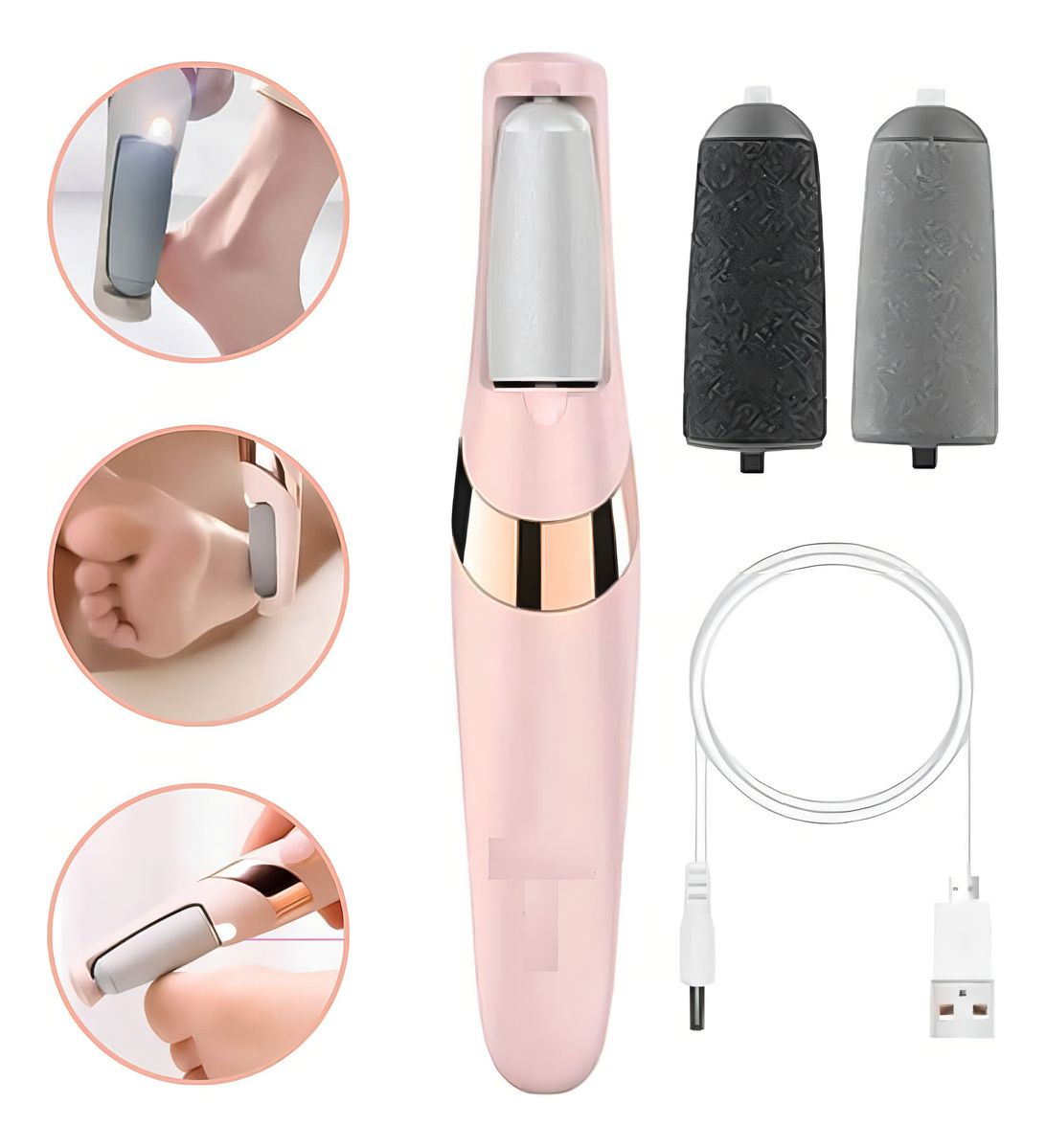 Aspiral Rechargeable Electric Callus Remover for Feet | Waterproof 2-Speed Pedicure Foot Grinder with LED Light
