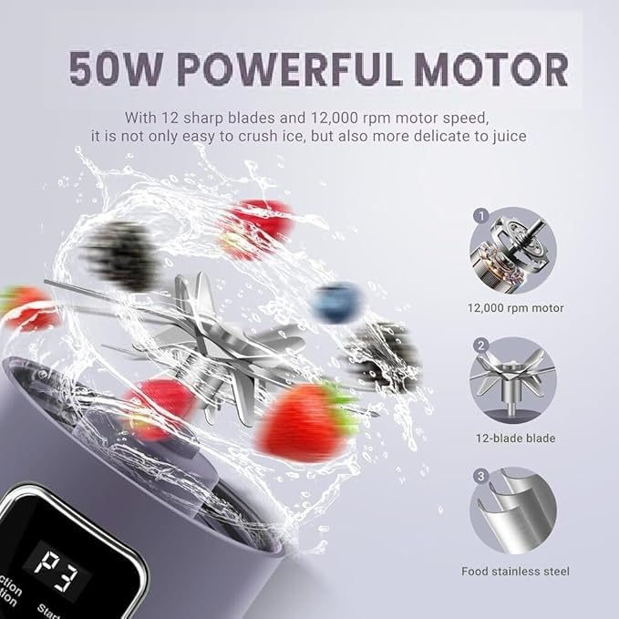 Aspiral Portable USB Rechargeable Blender Bottle – 500ML Juicer for Smoothies, Shakes & Fresh Juice