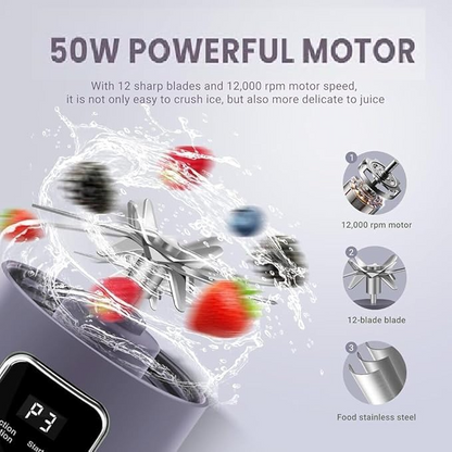 Aspiral Portable USB Rechargeable Blender Bottle – 500ML Juicer for Smoothies, Shakes & Fresh Juice