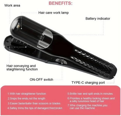 Aspiral Split-End Hair Trimmer With Double-Sided Cutter | Rechargeable Type-C Hair Repair & Trimming Tool