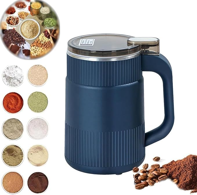 Aspiral Portable Electric Coffee & Spice Grinder with Stainless Steel 8-Blade System – One-Touch Operation