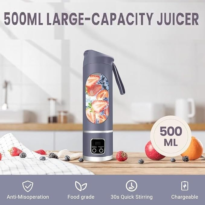 Aspiral Portable USB Rechargeable Blender Bottle – 500ML Juicer for Smoothies, Shakes & Fresh Juice