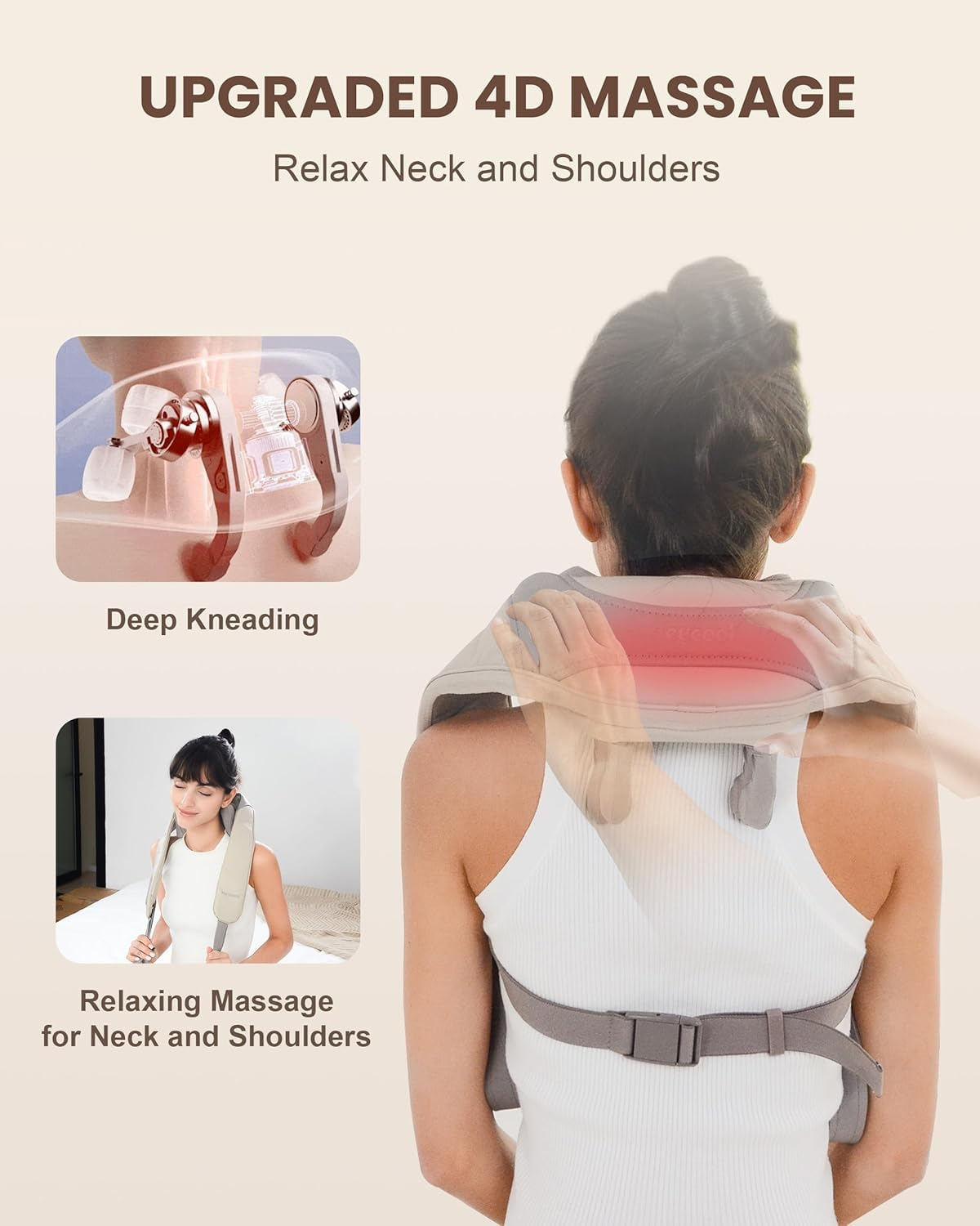 Aspiral Cordless Neck and Body Massager | Deep Tissue Kneading Back, Waist, Calf & Thigh Muscle Pain Relief | Hand-Free & Rechargeable