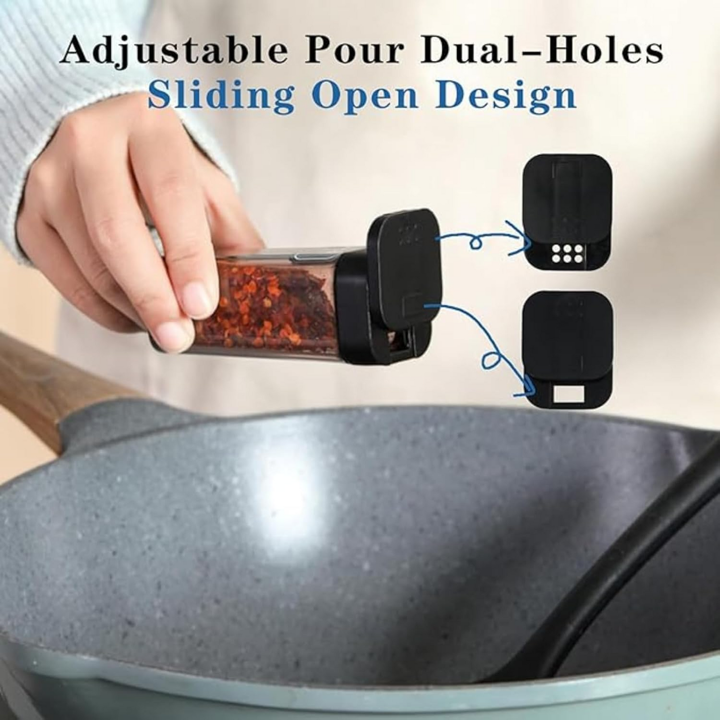 Aspiral Modular Spice Jar Set of 8 with Dual Sprinkler Lids & Storage Rack - Airtight Masala Organizer for Modern Kitchens