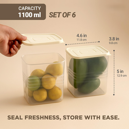 Aspiral Fridge Storage Containers Set of 6 - BPA Free Airtight Food Storage Boxes for Vegetables, Fruits & Dry Items