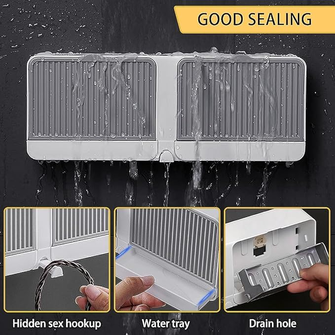 Aspiral Wall Mounted Soap Box With Lid Double Grids Soap Draining Rack