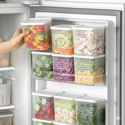 Aspiral Fridge Storage Containers Set of 6 - BPA Free Airtight Food Storage Boxes for Vegetables, Fruits & Dry Items