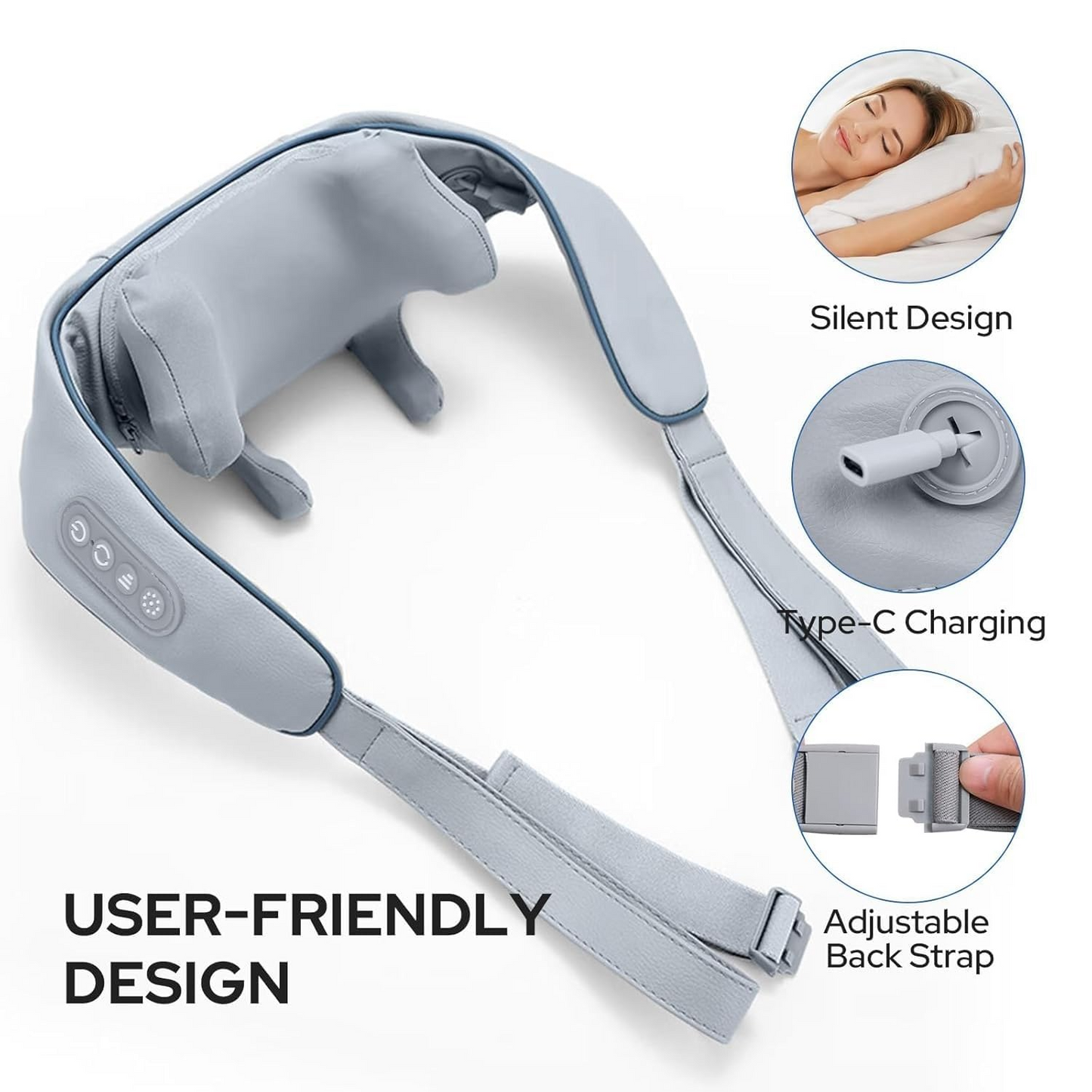 Aspiral Cordless Neck and Body Massager | Deep Tissue Kneading Back, Waist, Calf & Thigh Muscle Pain Relief | Hand-Free & Rechargeable