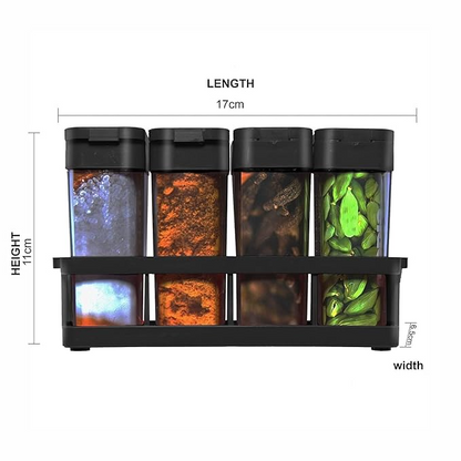 Aspiral Modular Spice Jar Set of 8 with Dual Sprinkler Lids & Storage Rack - Airtight Masala Organizer for Modern Kitchens