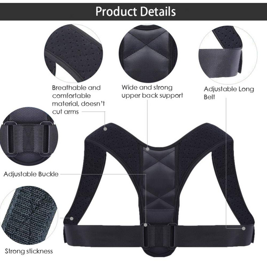 Aspiral Adjustable Posture Corrector Belt for Men & Women | Upper Back & Shoulder Support Brace & Back Pain Relief