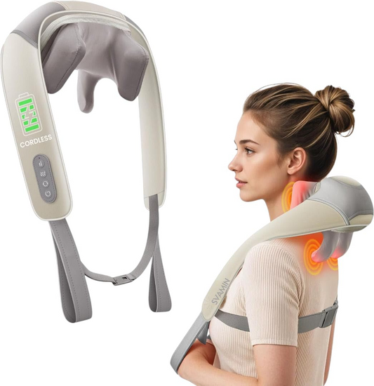Aspiral Cordless Neck and Body Massager | Deep Tissue Kneading Back, Waist, Calf & Thigh Muscle Pain Relief | Hand-Free & Rechargeable