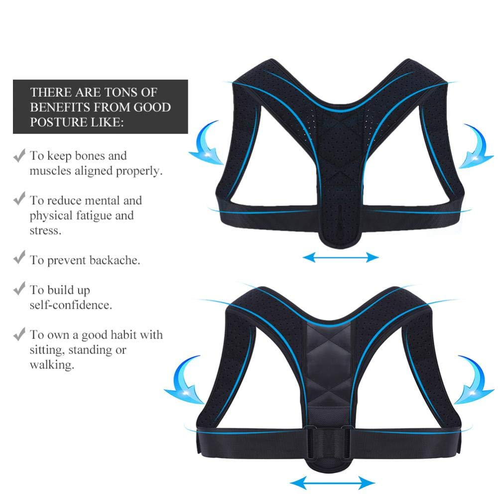 Aspiral Adjustable Posture Corrector Belt for Men & Women | Upper Back & Shoulder Support Brace & Back Pain Relief