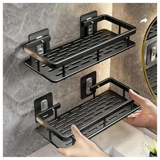 Aspiral Heavy-Duty Aluminum No-Drill Bathroom Wall Shelf Set of 2