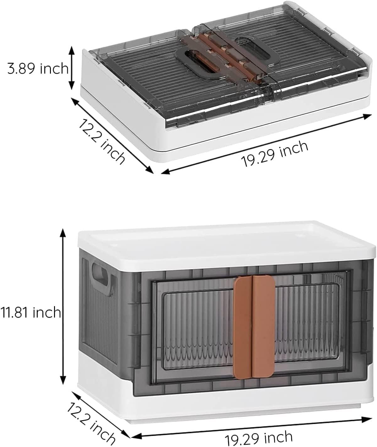 Aspiral Foldable Stackable Plastic Storage Box with Front-Opening Doors & Locking Buckle