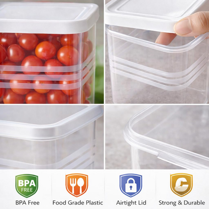 Aspiral Fridge Storage Containers Set of 6 - BPA Free Airtight Food Storage Boxes for Vegetables, Fruits & Dry Items
