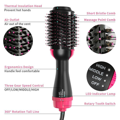 Aspiral Hot Air Hair Dryer Brush & Volumizer | Blow Dryer Brush for Straightening, Curling & Styling | 3-Speed Adjustable with 360° Swivel Cord