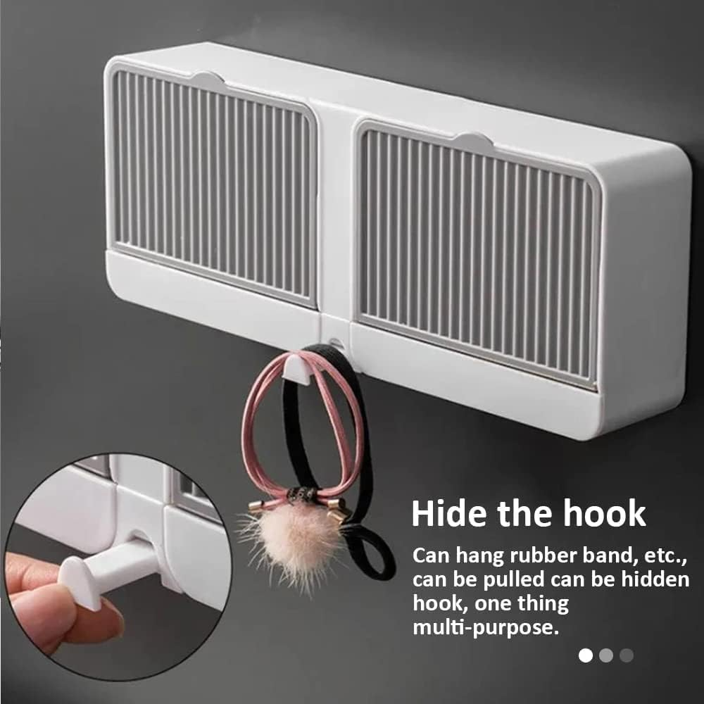 Aspiral Wall Mounted Soap Box With Lid Double Grids Soap Draining Rack