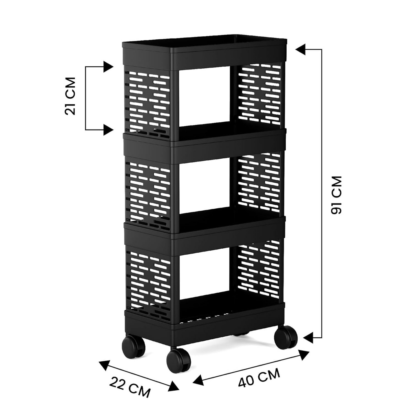 Aspiral Multipurpose 4-Tier Kitchen Storage Trolley with Wheels - Vegetable & Grocery Organizer