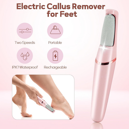 Aspiral Rechargeable Electric Callus Remover for Feet | Waterproof 2-Speed Pedicure Foot Grinder with LED Light