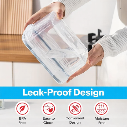 Aspiral Fridge Storage Containers with Drain Basket (4-Piece Set) | Stackable Design BPA-Free Refrigerator Organizer Boxes for Vegetables & Fruits (600ml, 1400ml, 2600ml, 4500ml)