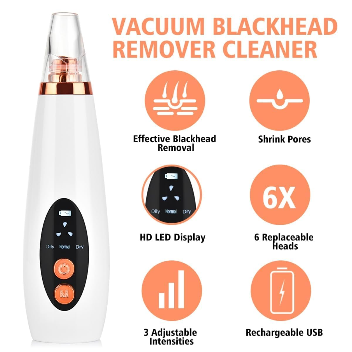 Aspiral Professional Electric Blackhead Remover Vacuum | Deep Pore Cleanser, Whitehead & Acne Suction Device with 3 Modes
