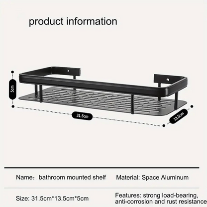 Aspiral Premium Space Aluminum Bathroom Wall Shelf Set of 2 | Heavy-Duty No-Drill Adhesive Rack