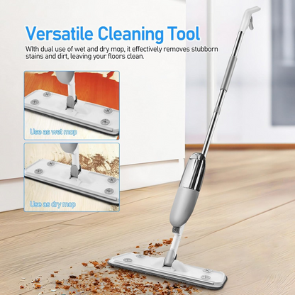 Aspiral Premium 2-in-1 Spray Floor Mop with 400ml Refillable Bottle | Microfiber Flat Mop for Home Cleaning | Suitable for Tiles, Marble, Hardwood & All Surfaces