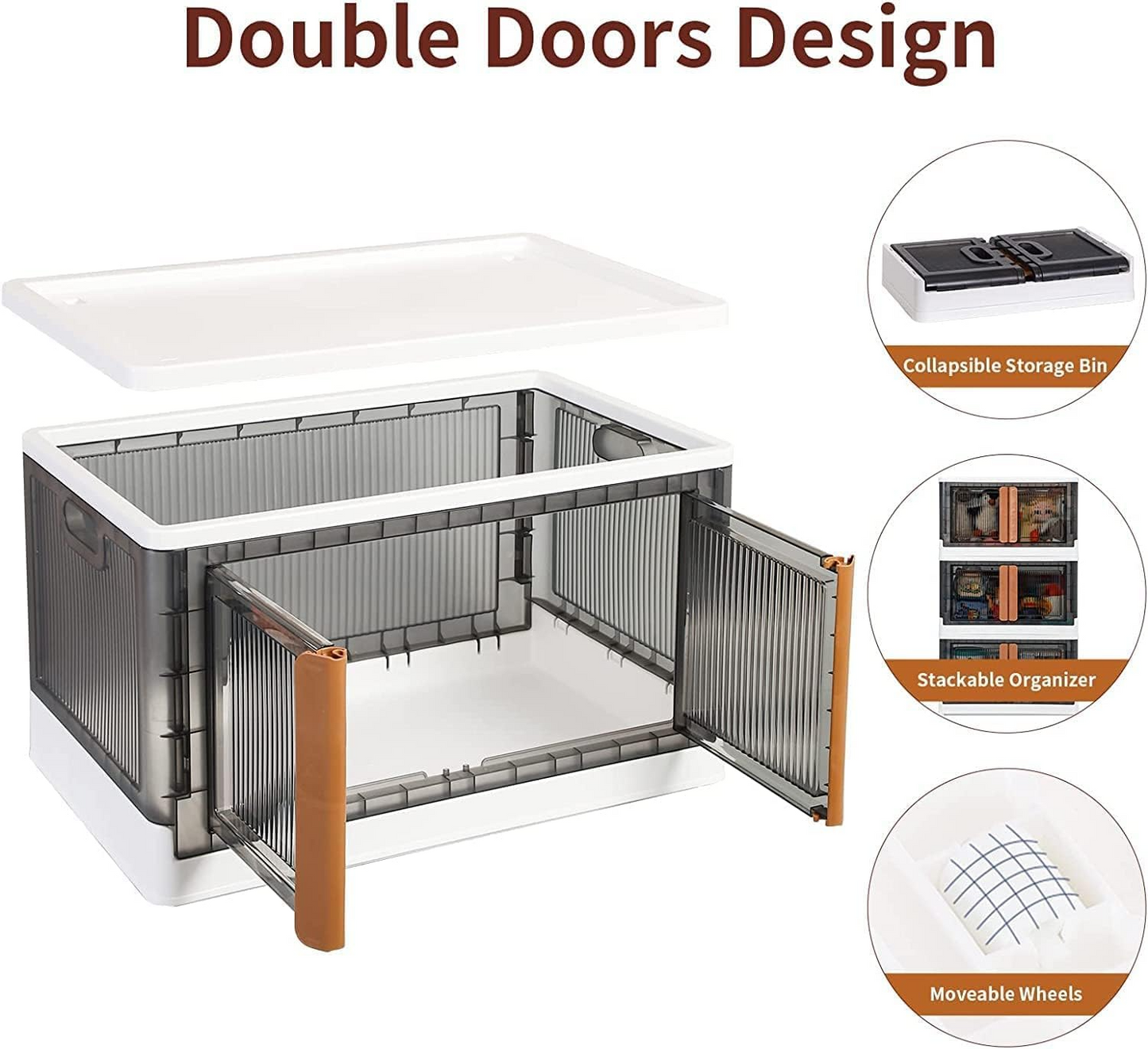 Aspiral Foldable Stackable Plastic Storage Box with Front-Opening Doors & Locking Buckle