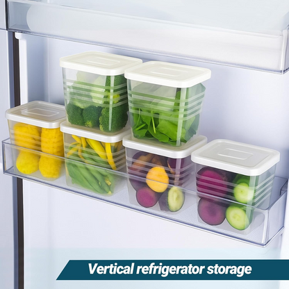 Aspiral Fridge Storage Containers Set of 6 - BPA Free Airtight Food Storage Boxes for Vegetables, Fruits & Dry Items