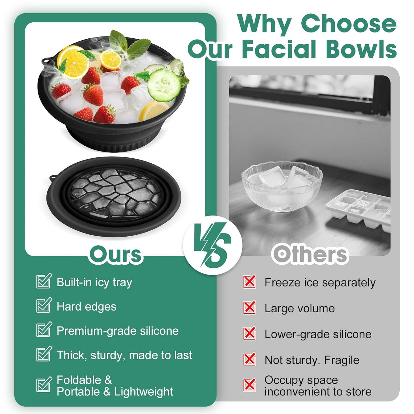 Aspiral Silicone Face Bowl for Ice with Built-In Icetray | Cold Plunge Therapy, Skin Tightening & Acne Relief – Portable Spa Tool for Home & Travel