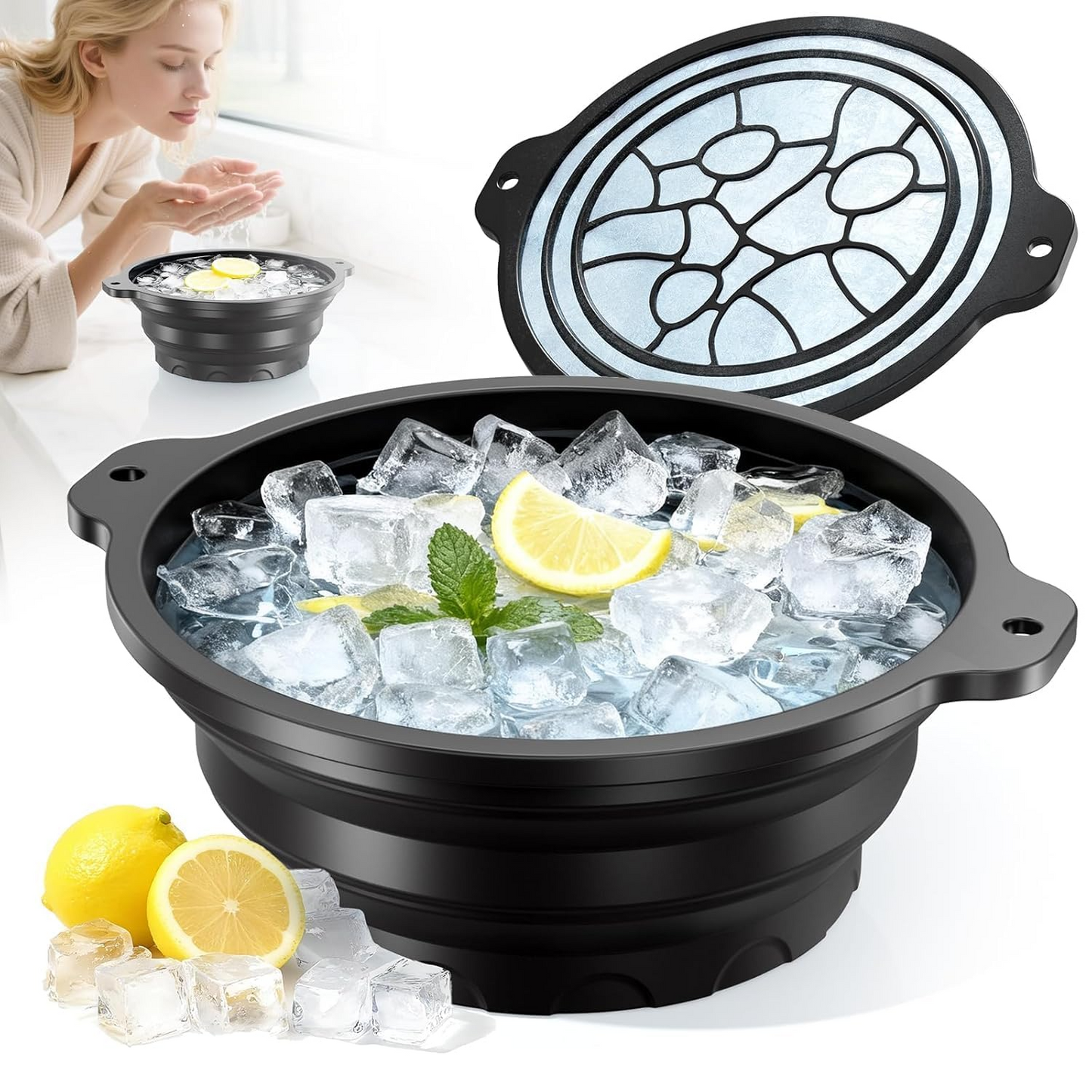 Aspiral Silicone Face Bowl for Ice with Built-In Icetray | Cold Plunge Therapy, Skin Tightening & Acne Relief – Portable Spa Tool for Home & Travel